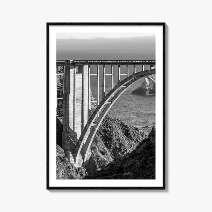 Bixby Creek Bridge Black and White Fine Art Photo Print, Big Sur, California Poster