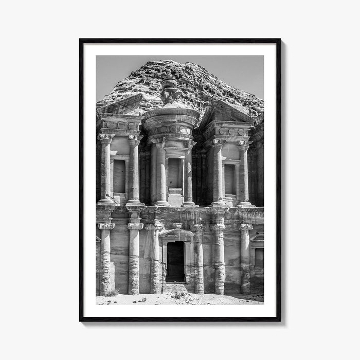 Petra Black and White Fine Art Photo Print, Monastery, Jordan Wall Poster