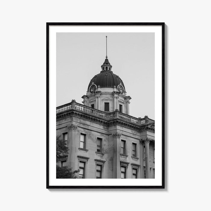 Bloomington Black and White Fine Art Photo Print, Illinois, Wall Decor, McLean County Courthouse