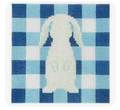 Blue Gingham Bunny Square