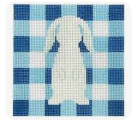 Blue Gingham Bunny Square