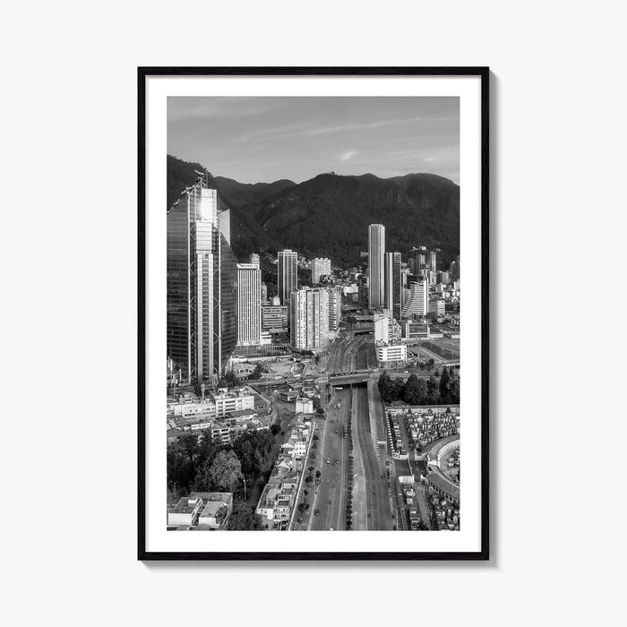 Bogota Skyline Black and White Fine Art Photo Print, Colombia Poster, International Center Downtown