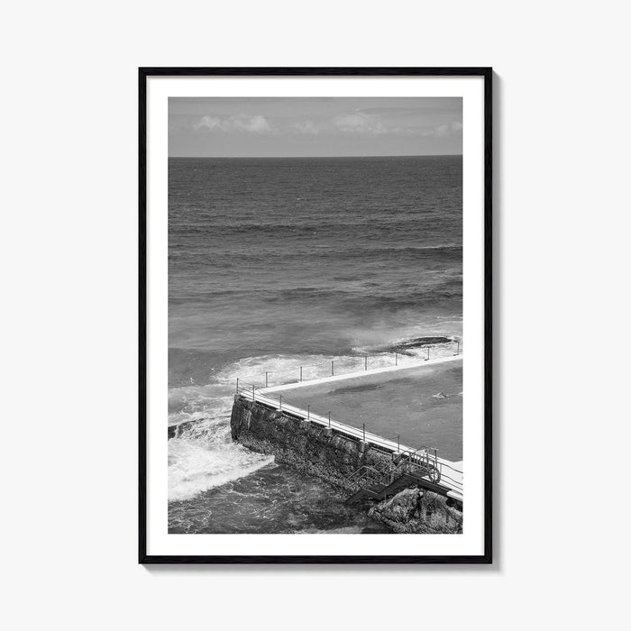 Bondi Beach Black and White Fine Art Photo Print, Icebergs Sydney Australia Poster