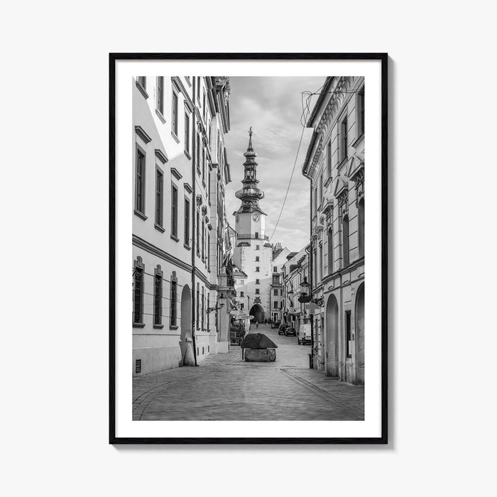 Bratislava Black and White Fine Art Photo Print, Michael's Gate Slovakia Poster