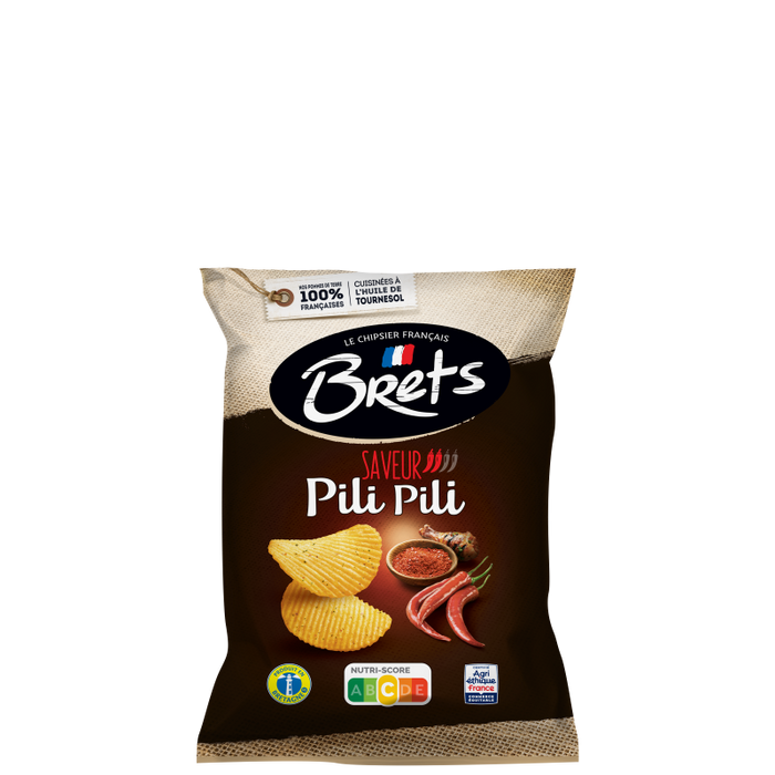 Brets Crinkle Cut Peri Peri Flavoured Potato Chips (Saveur Pili Pili), 125g