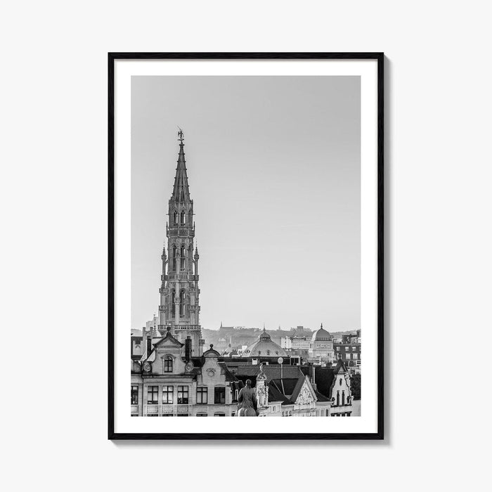 Brussels Black and White Fine Art Photo Print, Grand Place City Hall Belgium Poster
