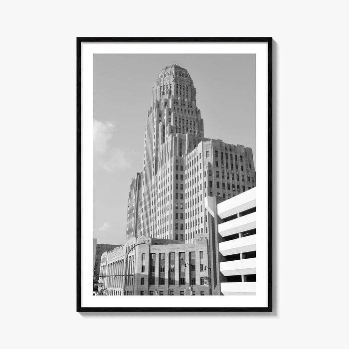 Buffalo Black and White Fine Art Photo Print, City Hall Deco Poster