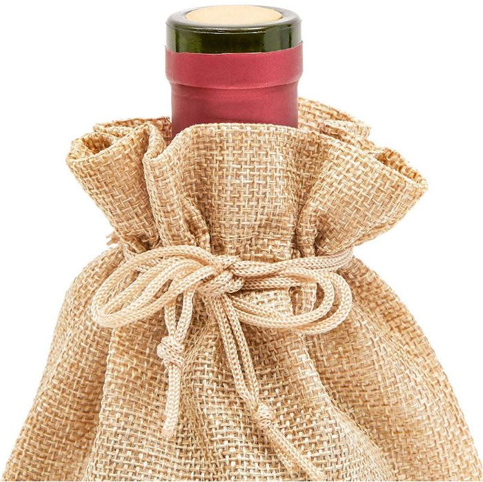 Burlap Wine Bag with Drawstring