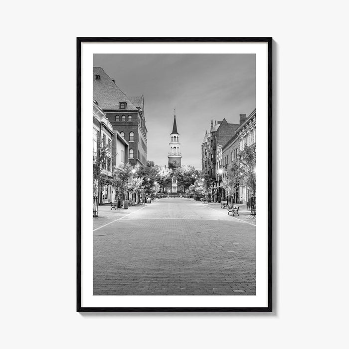 Burlington Black and White Fine Art Photo Print, Vermont, Church Street Marketplace, Poster