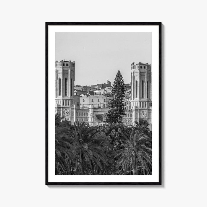 Cagliari Skyline Black and White Fine Art Photo Print, Sardinia Civic Palace Italy Poster