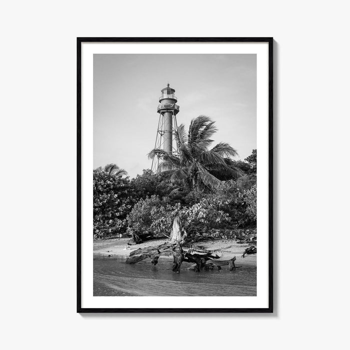 Captiva Black and White Fine Art Photo Print, Sanibel Island Lighthouse, Florida Poster