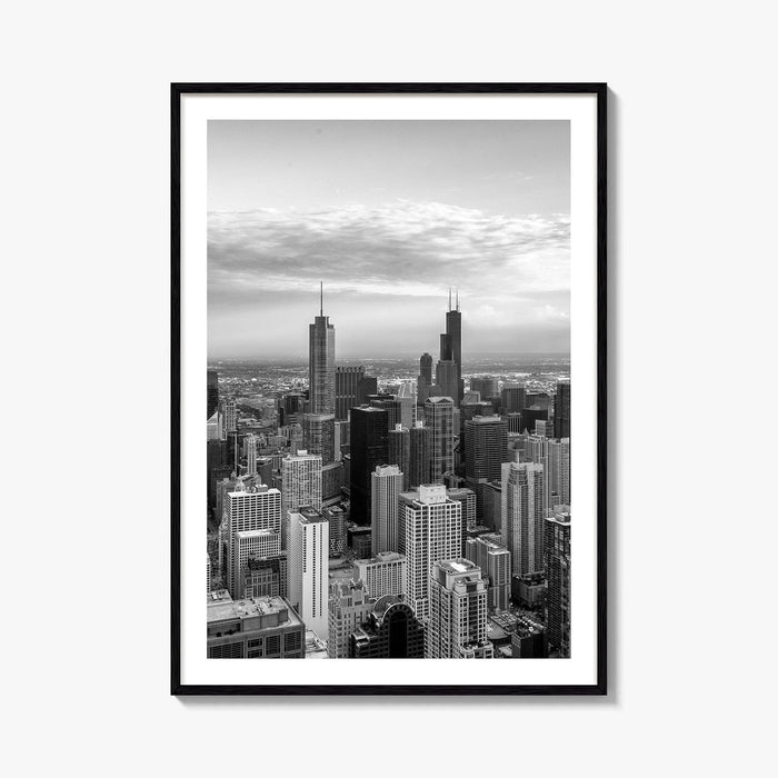 Chicago Skyline Black and White Fine Art Photo Print, Illinois USA Poster