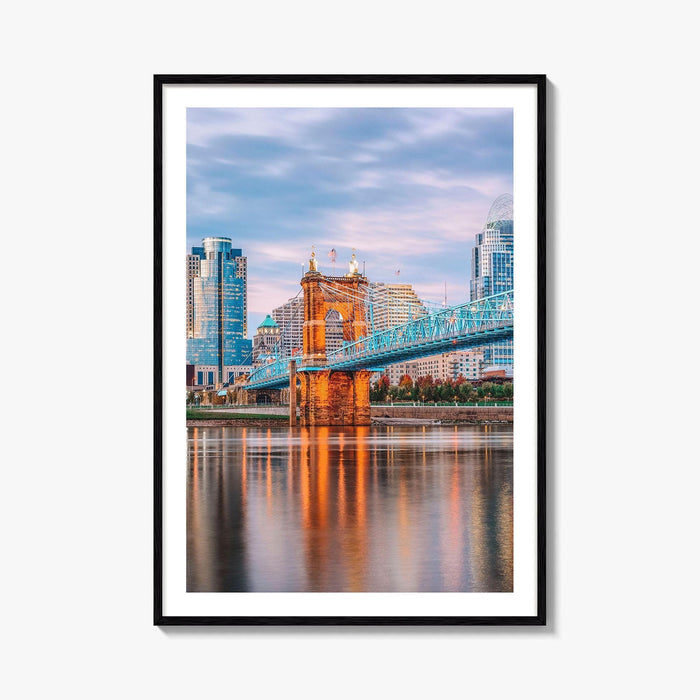 Cincinnati Skyline Fine Art Photo Print, Downtown, Ohio River Bridge, OH USA Wall Poster