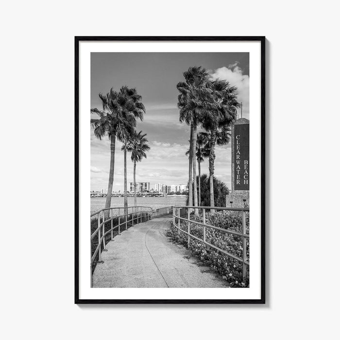 Clearwater Beach Black and White Fine Art Photo Print, Florida Palm Trees, USA Poster