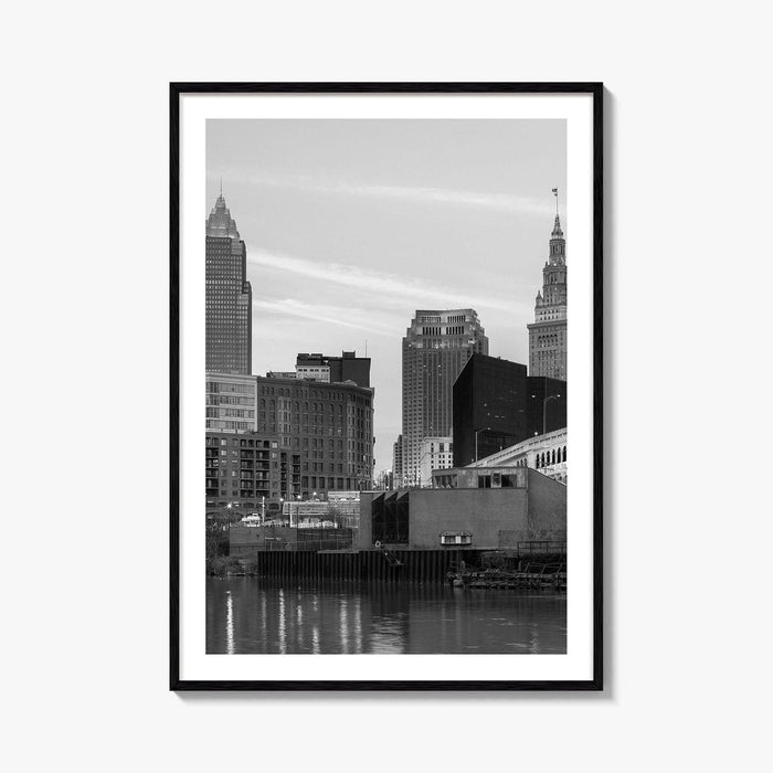 Cleveland Skyline Black and White Fine Art Photo Print, Downtown, Ohio USA Wall Poster