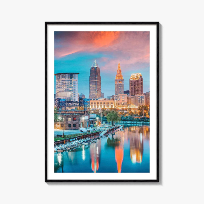 Cleveland Skyline Fine Art Photo Print, Ohio, USA, Cuyahoga River, Wall Poster