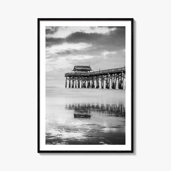 Cocoa Beach Black and White Fine Art Photo Print, Pier Florida Space Coast Poster