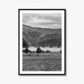 Coeur d'Alene Black and White Fine Art Photo Print, Idaho, Bay Bridge Mountains, USA