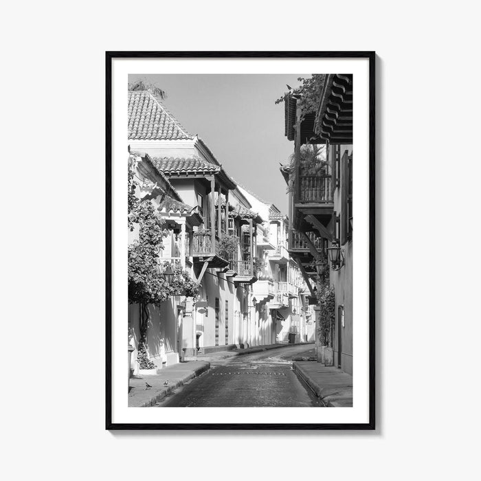 Cartagena Black and White Fine Art Photo Print, Colombia Colonial Street Poster
