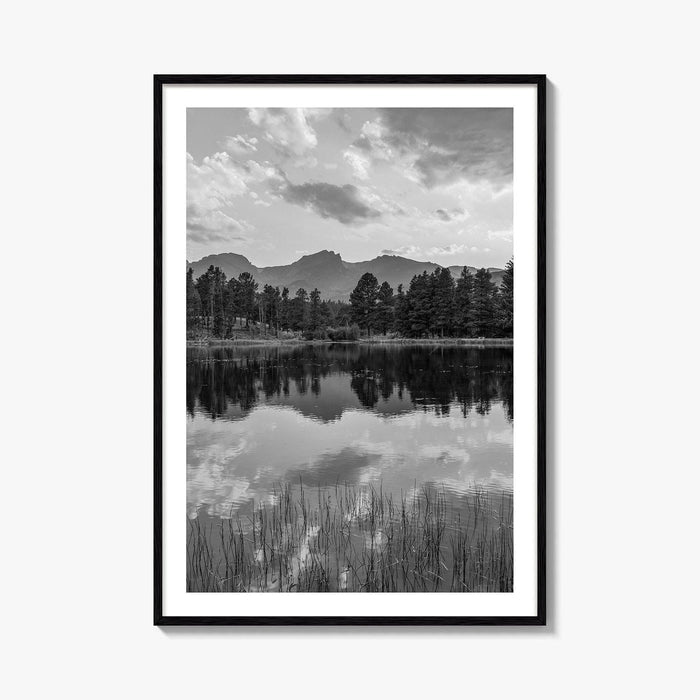 Rocky Mountain Black and White Fine Art Photo Print, Sprague Lake Colorado Poster