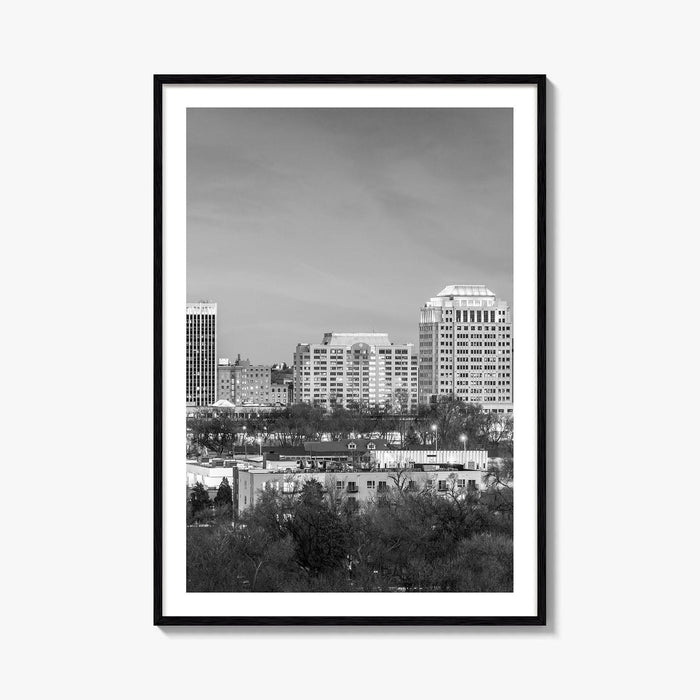 Colorado Springs Skyline Black and White Fine Art Photo Print, City Poster, CO USA