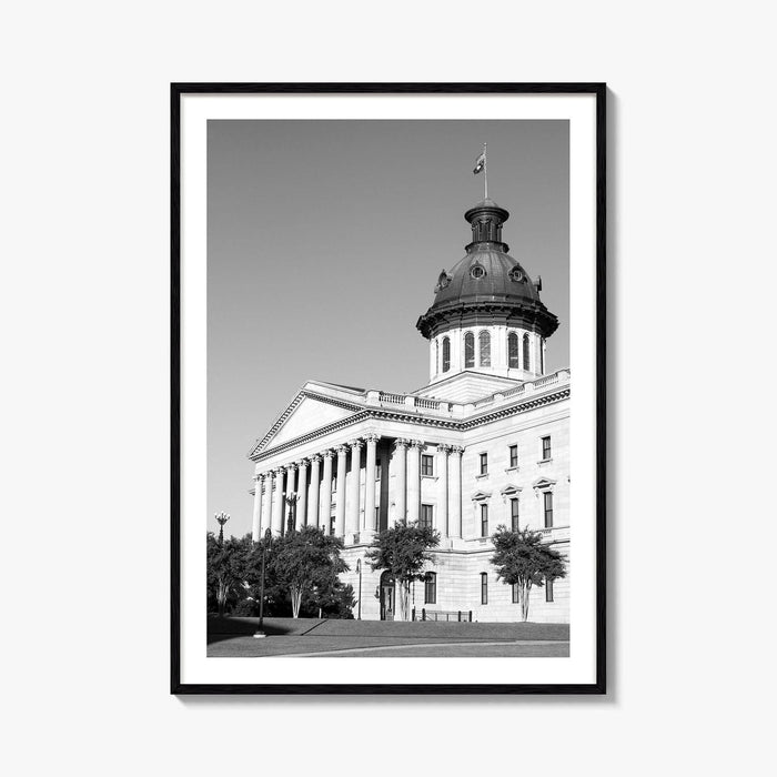Columbia SC Black and White Fine Art Photo Print, South Carolina State House Poster