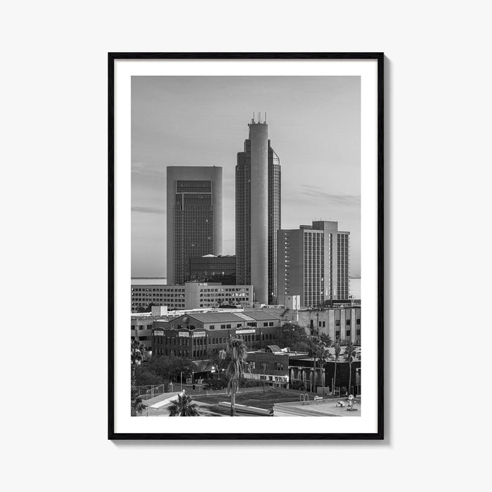 Corpus Christi Skyline Black and White Fine Art Photo Print, Texas Poster, USA Poster