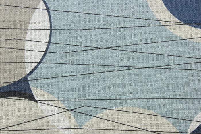 Covington© Ukito in Harbor is a versatile fabric with a contemporary print featuring shades of blue, black, light teal, and creams.  With an impressive 50,000 double rub count, this multipurpose fabric is durable and perfect for any project.  The fabric is perfect for window accents (draperies, valances, curtains and swags) cornice boards, accent pillows, bedding, headboards, cushions, ottomans, slipcovers and upholstery.