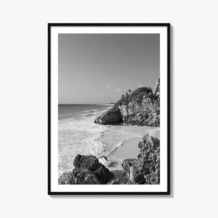 Tulum Black and White Fine Art Photo Print, Maya Ruins Quintana Roo Mexico Poster