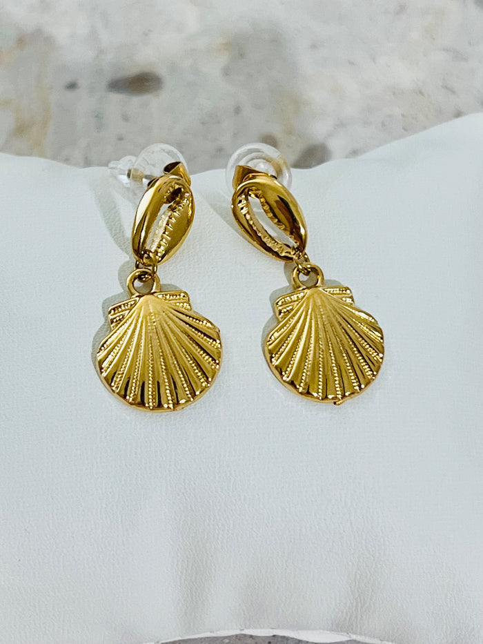 Crowrie Shell Dangle Earrings