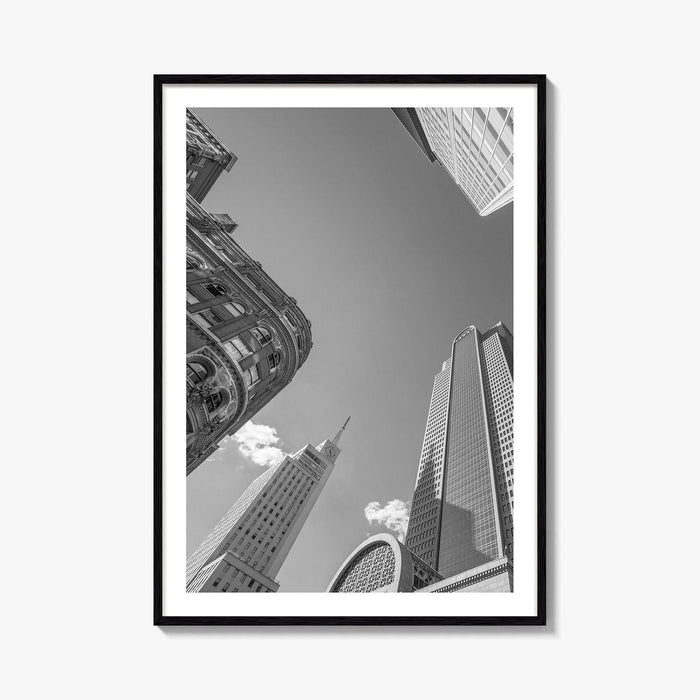 Dallas Skyline Black and White Fine Art Photo Print, Downtown Texas Poster
