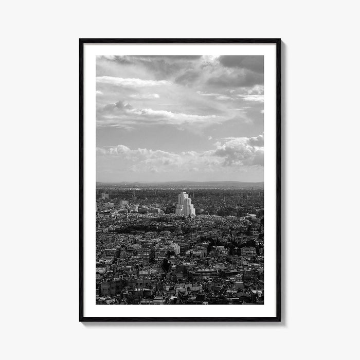Damascus Skyline Black and White Fine Art Photo Print, Mount Qasioun View, Syria Poster