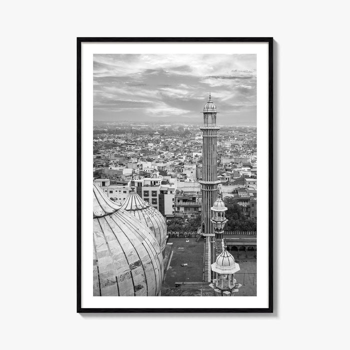 Delhi Black and White Fine Art Photo Print, Jama Masjid India Poster