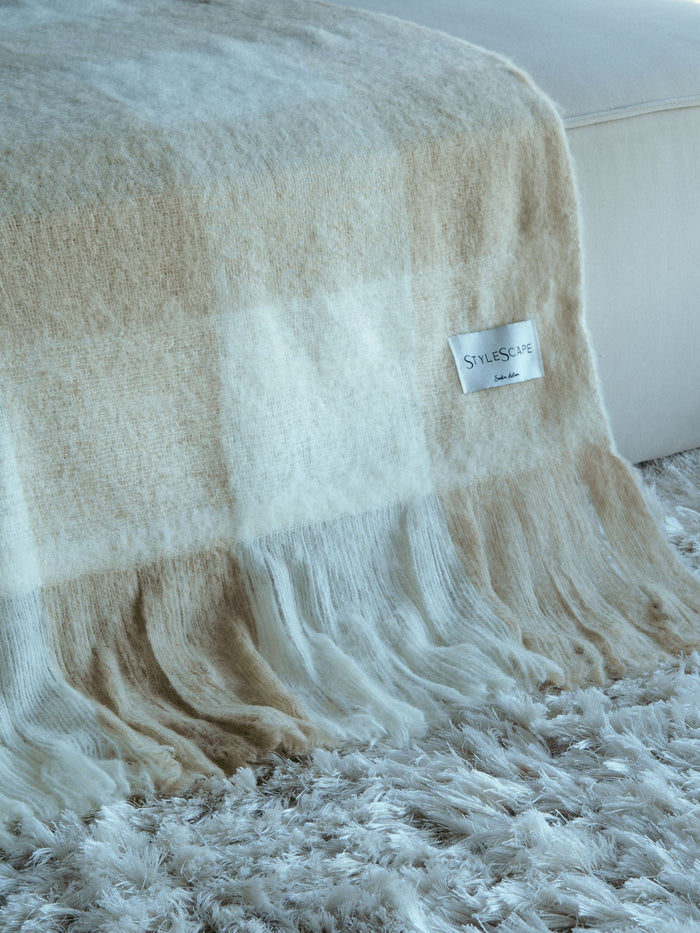 DELINA Checked Wool Blanket - Handwoven New Zealand Wool
