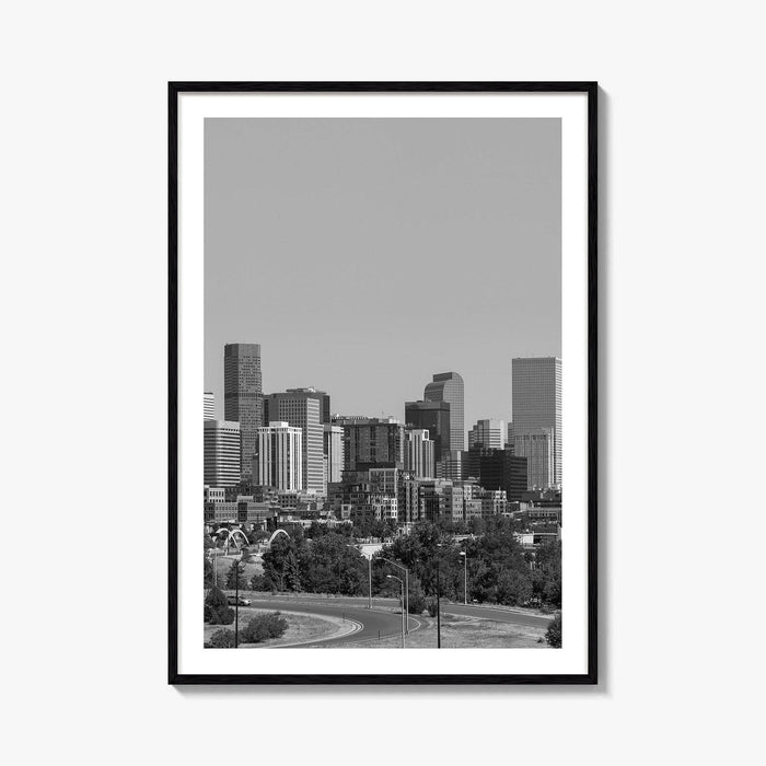 Denver Skyline Black and White Fine Art Photo Print, Panorama, Colorado Poster