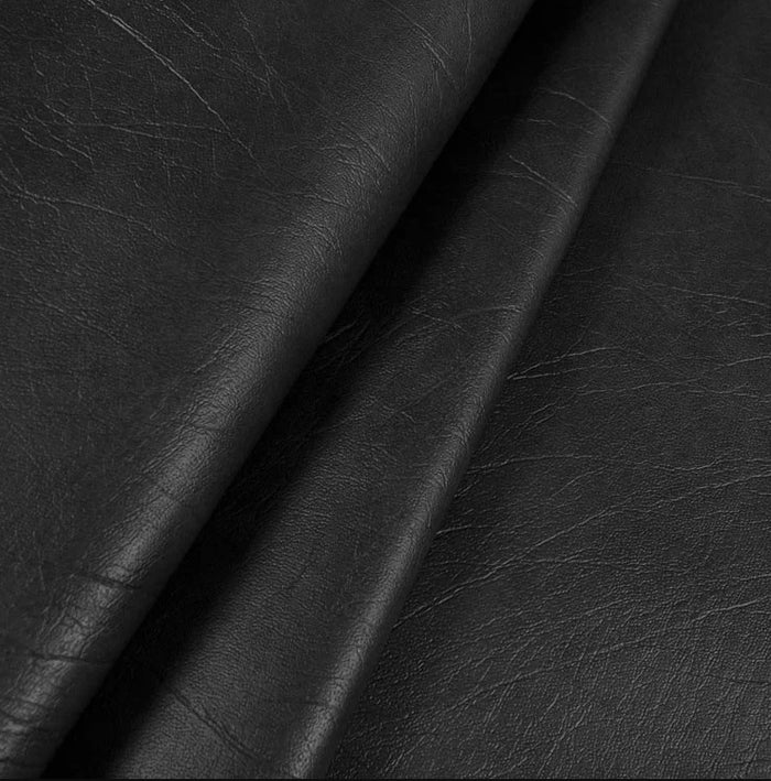 Desantis Faux Leather Fabric in Mink Black