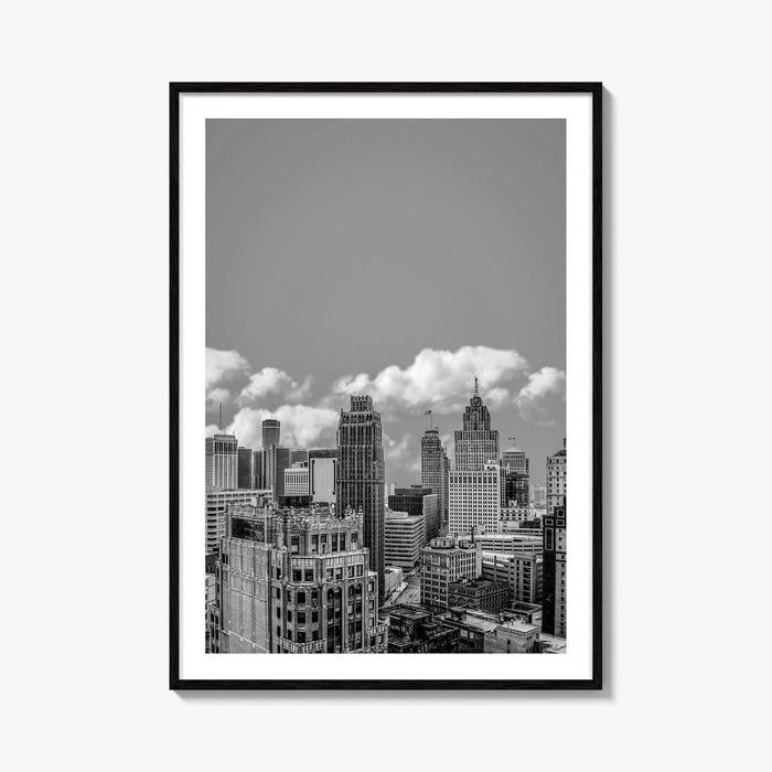 Detroit Skyline Black and White Fine Art Photo Print, Wall Decor Poster, Michigan USA