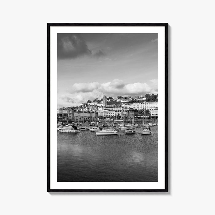Torquay Black and White Fine Art Photo Print, Inner Harbour Devon England Torbay Poster
