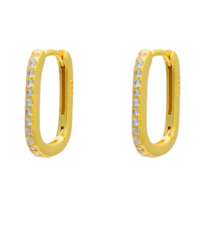 Diamond Oval Huggie Hoop Earrings
