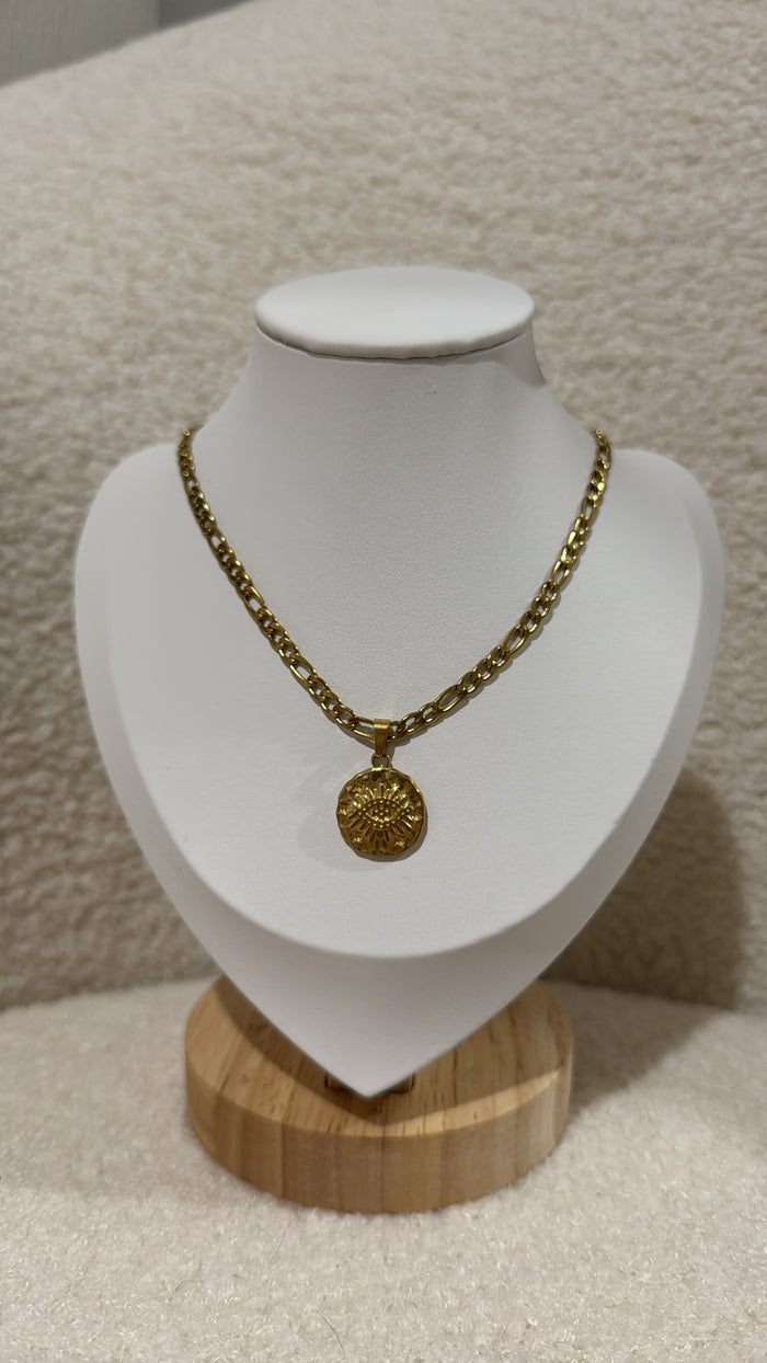 Disk Eye Pendant Gold Necklace