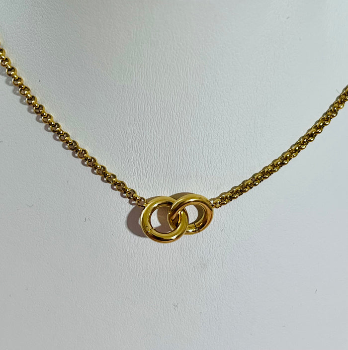 Double Ring Gold Necklace