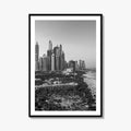 Dubai Skyline Black and White Fine Art Photo Print, Marina Jumeirah Beach UAE Poster