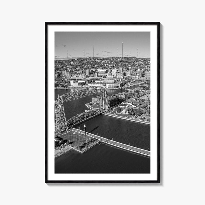 Duluth Black and White Fine Art Photo Print, Canal Park Aerial View, Minnesota USA