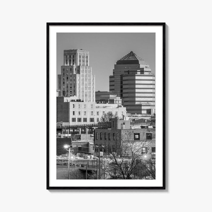 Durham North Carolina Skyline Black and White Fine Art Photo Print, Downtown Poster, USA