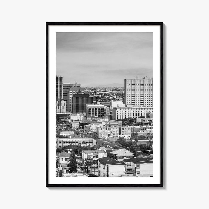 El Paso Skyline Black and White Fine Art Photo Print, Texas Juarez Mexico Poster