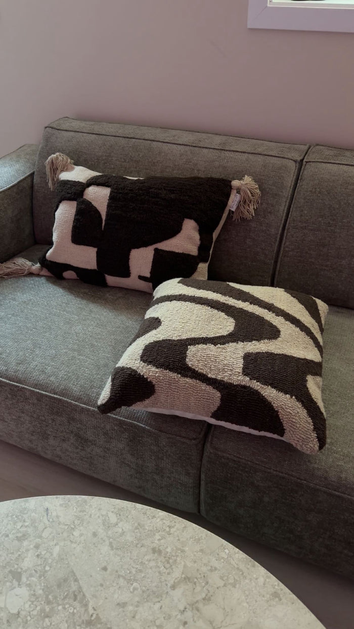 EMELY Beige & Brown Cushion 50x50  - New Zealand Wool