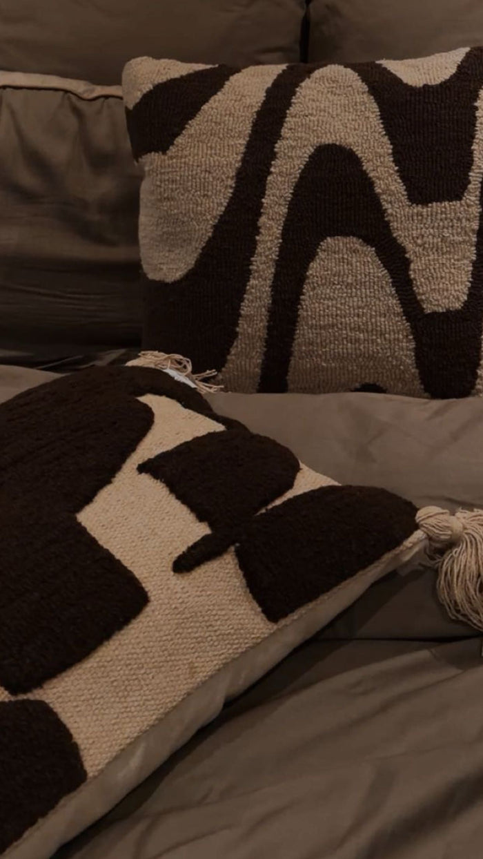 EMELY Beige & Brown Cushion 50x50  - New Zealand Wool