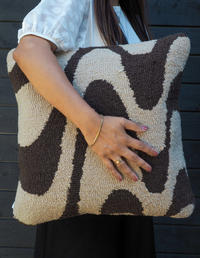EMELY Beige & Brown Cushion 50x50  - New Zealand Wool