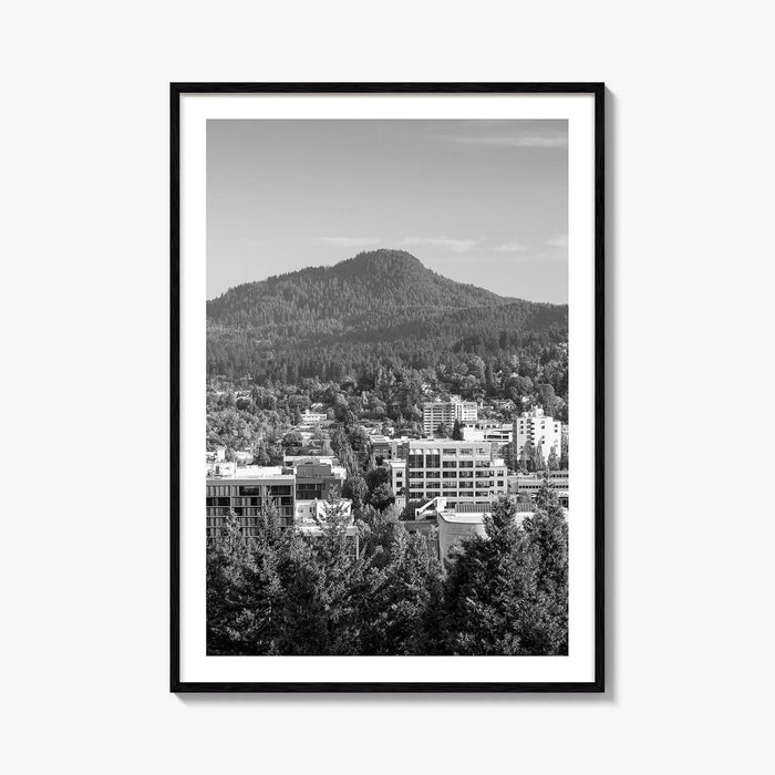 Eugene Skyline Black and White Fine Art Photo Print, Oregon Wall Poster, USA