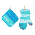 Fish (Poisson) oven glove and pot holder 2 piece set  by Tissage Moutet